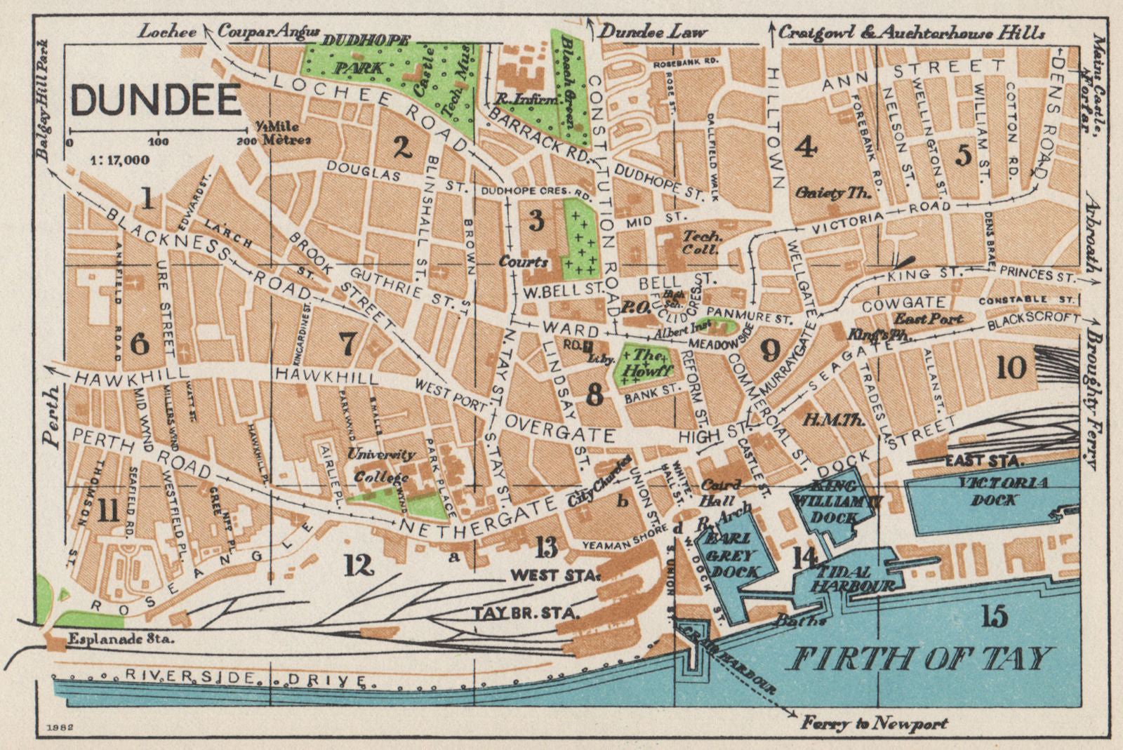 DUNDEE. Vintage town city map plan. Scotland 1959 old vintage chart